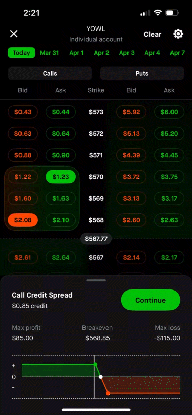 Options chain sbs example GIF
