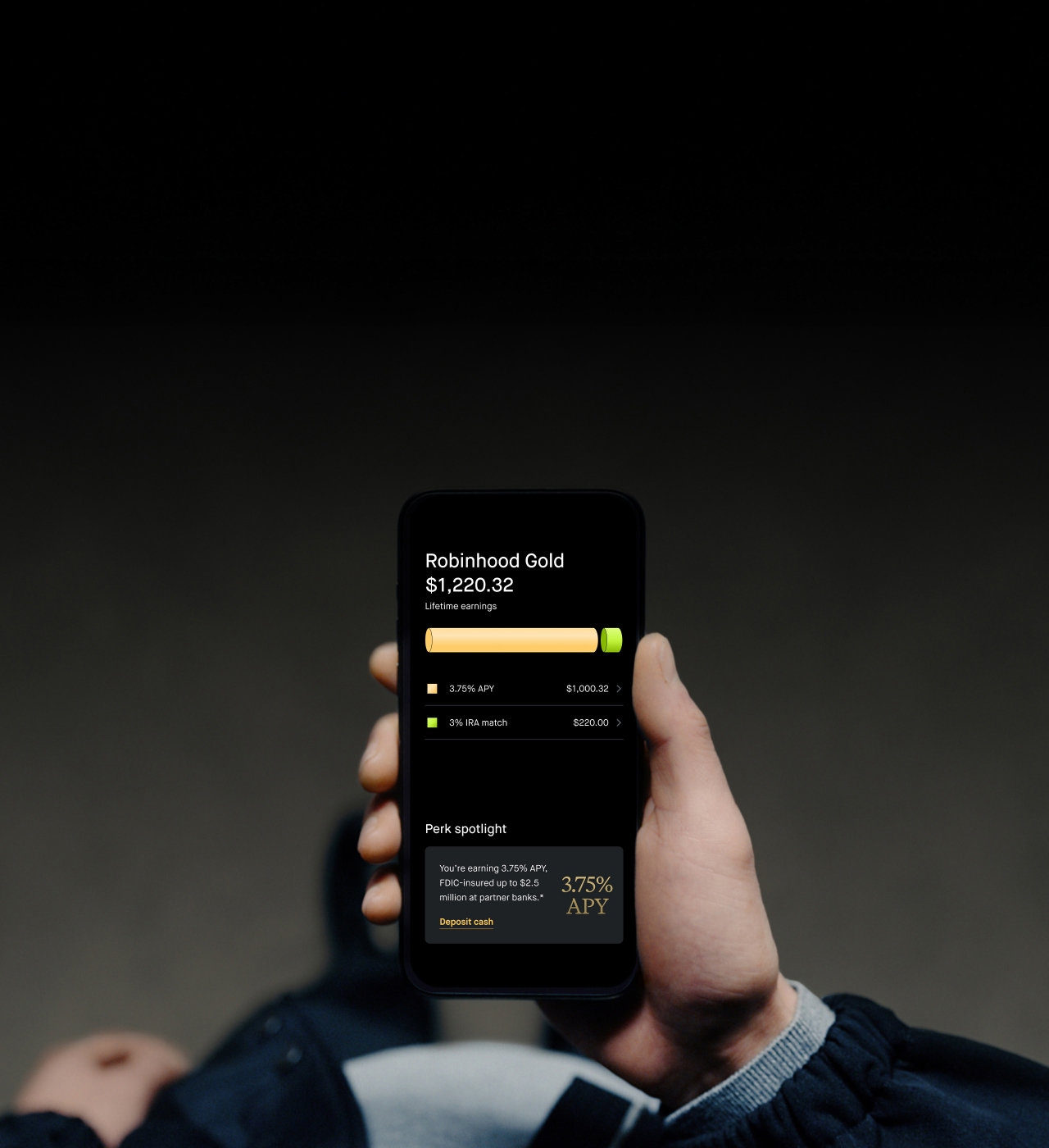 Earn 3.75% APY Uninvested Cash on uninvested cash with Robinhood Gold